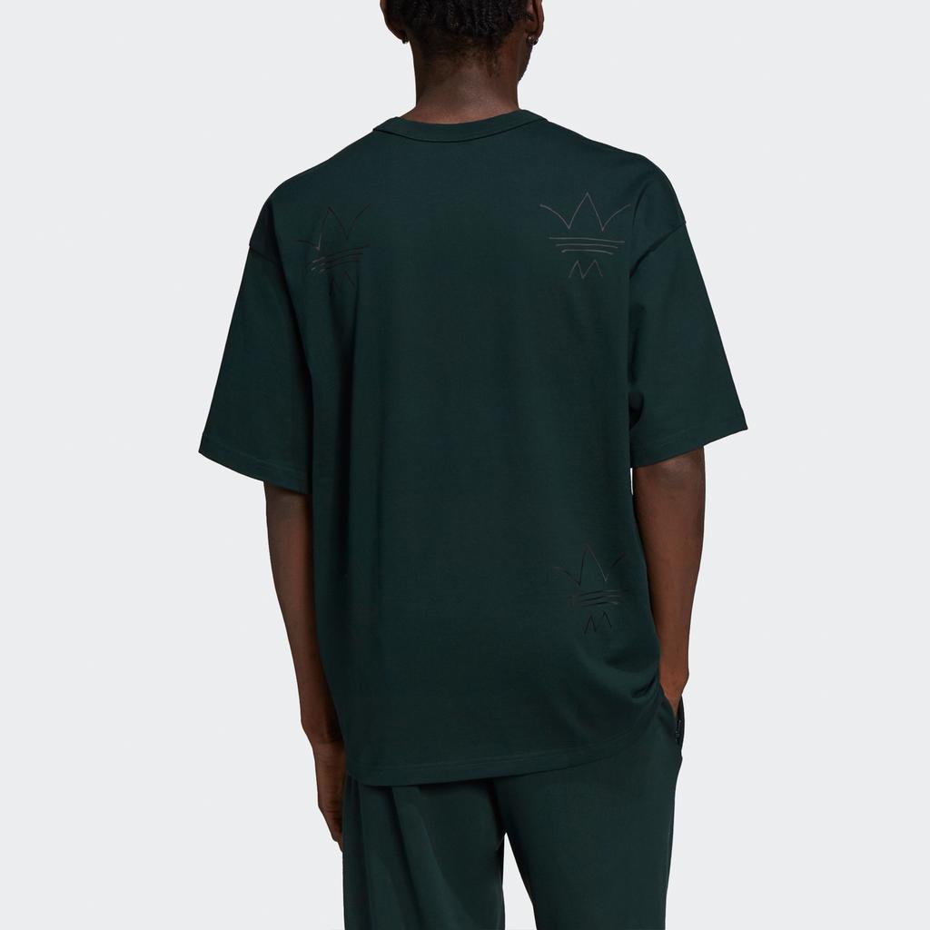 Adidas Originals Clover R.Y.V. Grx Tee Logo Print Loose-Fit Sports Short Sleeve T-Shirt Men Tops Dark-Green H11472