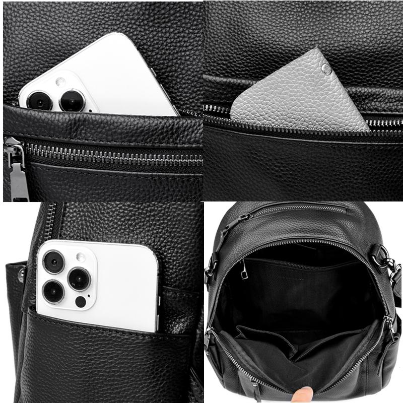 Luxury Solid Cowhide Bags For Women 2026 New Designer High Quality Genuine Leather Backpacks Women School Bags For Teenage Girls