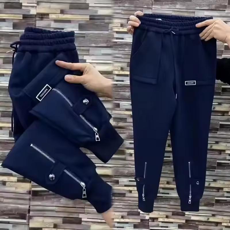 Women Spring and Autumn High Waist Plus Size Harlem Pants Loose and Slim Skinny Zipper Pants Sports Casual Trousers Female