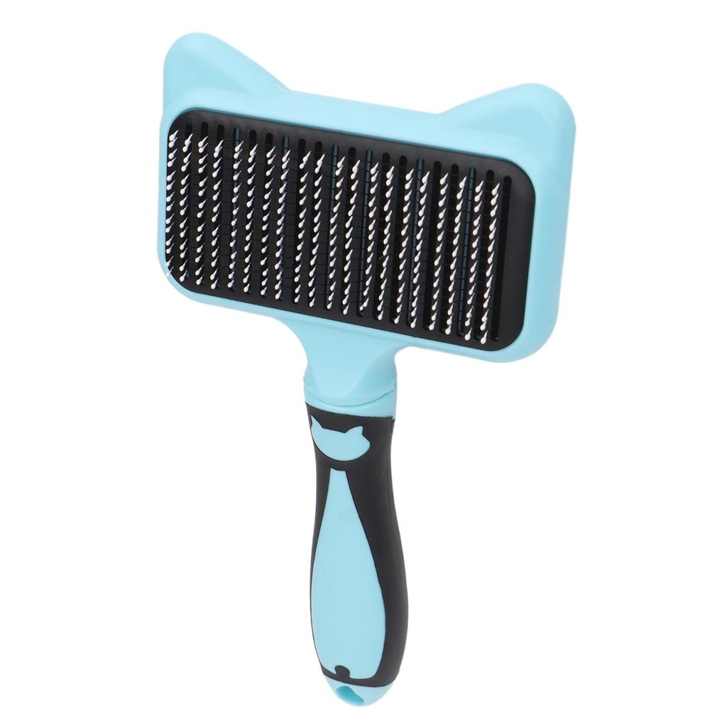 Cat Grooming Brush 140 Degree Curved Teeth Massage Function Pet Self Cleaning Brush with Resin Protection Point Blue