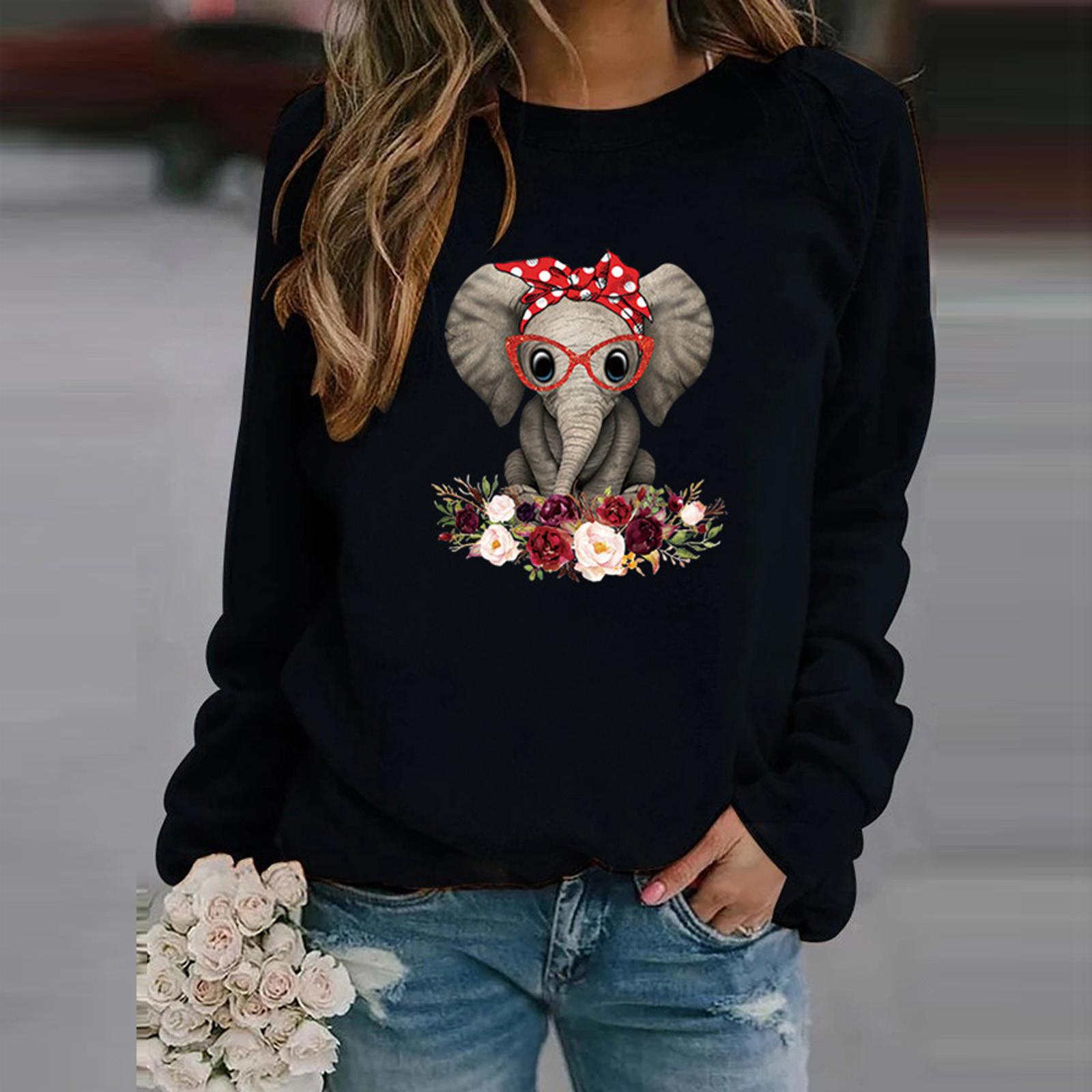 

Зимние женские повседневные топы с длинными рукавами, женская толстовка с принтом, блузка, футболка, свитер M чёрный