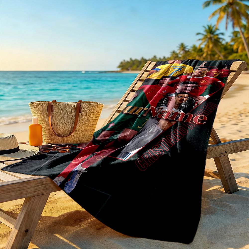 Cristiano Ronaldo Customize Your Name Beach Towel High Absorbency & Quick-Dry Portable for SwimmingBeachCamping Travel Beach AccessoriesGym