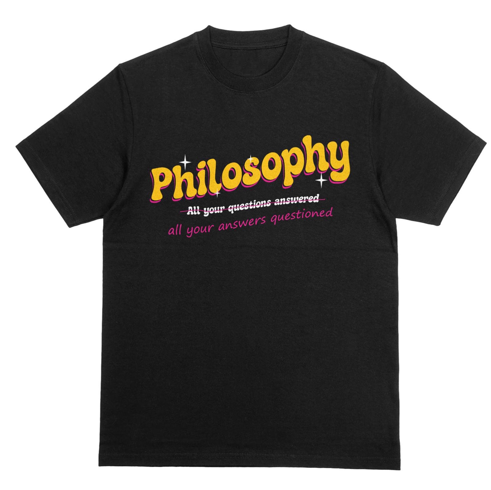 PHILOSOPHY T-Shirt | Questions and Answers Tee | Plato Aristotle Socrates Top S разноцветный