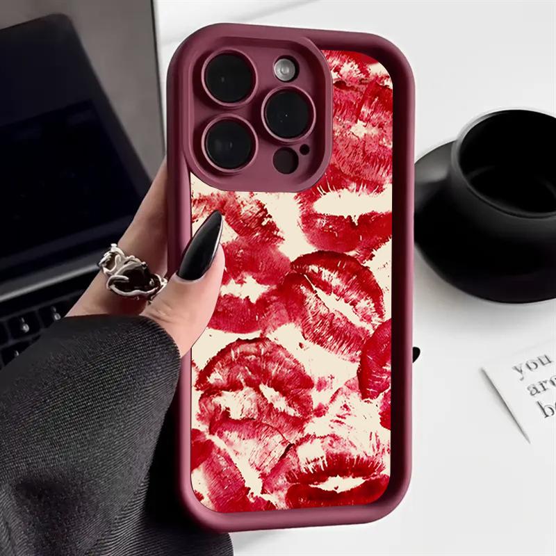Sexy Red Lips Fashion Silicone Phone Case For iPhone 16 15 14 13 12 11 Pro Max 7 8 16 Plus 16E X XS XR SE Shockproof Soft Cover