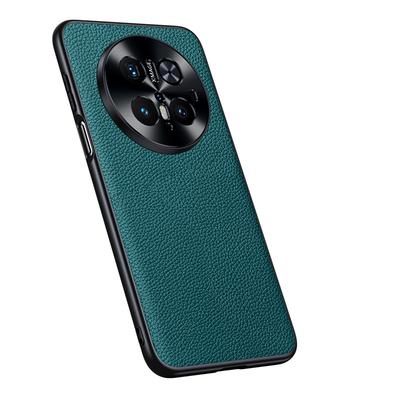 Adequado para Capa de Celular Huawei Mate70pro Couro Padrão Lichia M70 Lente Pacote Completo Anti-queda Moda Masculina Capa de Couro Genuíno