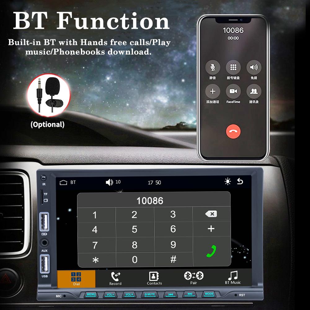 TOYOUSONIC 7 inch Car Radio Carplay Android Auto Multimedia Player FM AUX Input BT TF Mirror Link Universal 1 Din MP5 Head Unit