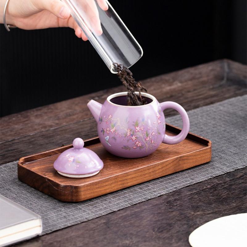 Purple Ru Kiln Ceramic Travel Tea Set One Pot Two Cups Portable Kuaike Cup Outdoor Tea Breaker Teacup