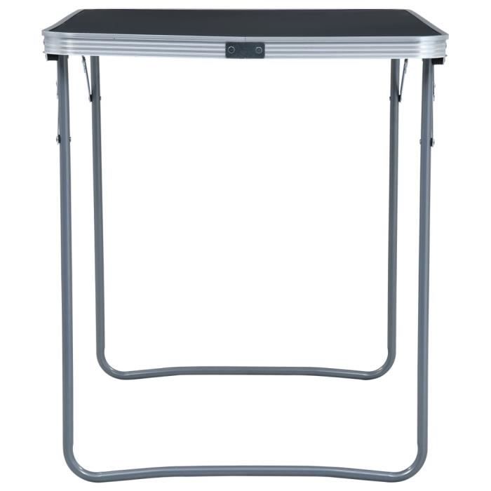 VidaXL Table pliable de camping avec cadre en métal 80x60 cm Gris