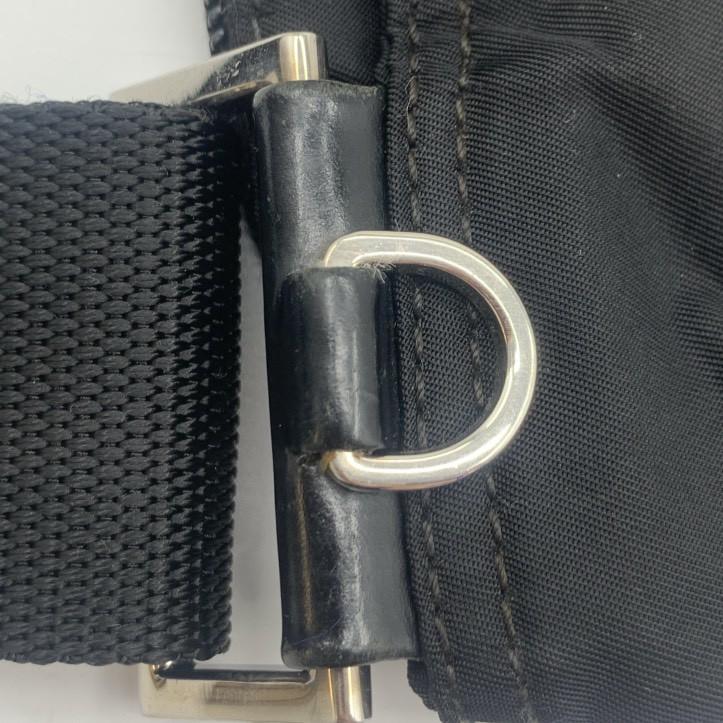 PRADA Tessuto Nylon Shoulder Bag Crossbody Pochette Sacoche Silver Hardware Triangle Logo Plate Black Men Women