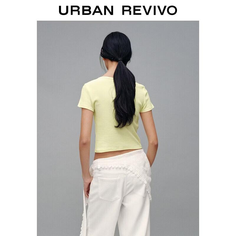 UR2026 Women's Casual Textured Slim T-shirt
