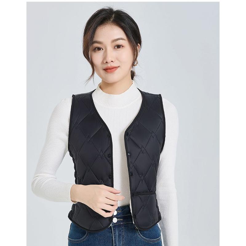 Winter Down Cotton Vest for Women Plus Velvet Thickened 2025 New Lightweight Slim Short Warm Vest