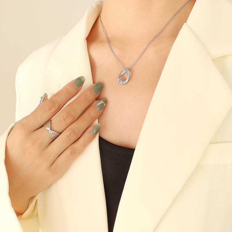 Minimalist Fashion Titanium Steel Jewelry Set: European & American Style Necklace and Earrings for Women & Girls