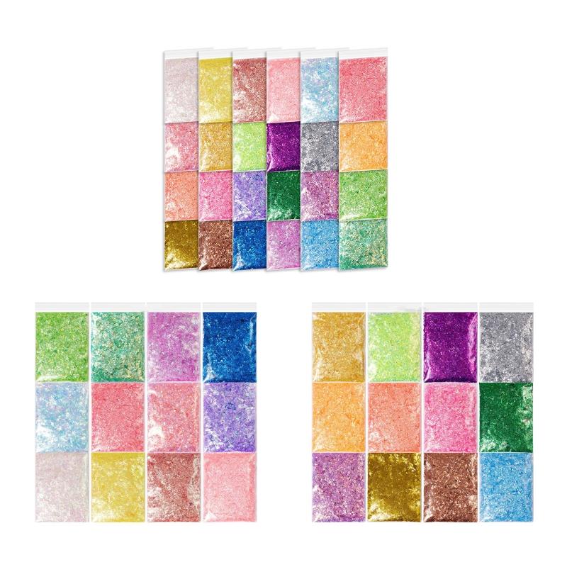 Resin Fillers 24/12 Candy Color Sequins Resin Jewelry Supply Iridescent Glitter Flakes for Resin Mold Jewelry Making