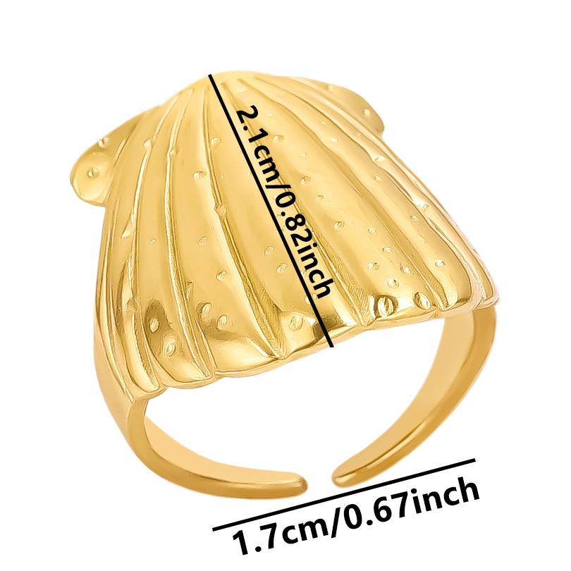 

1/5pc Real Gold Plated Heart Ocean Animal Stainless Steel Rings For Women Men Accessories Open Adjustable Ring Flower Conch Gift 1pcs