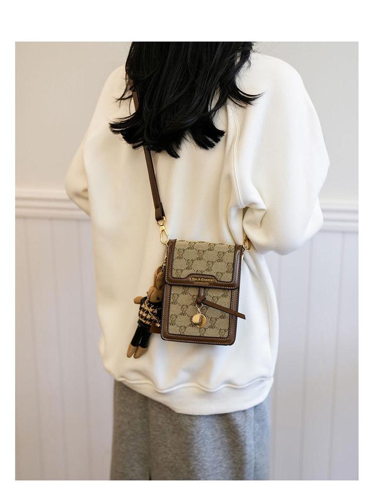 Damen Umhängetasche und Schultertasche aus bestickter Leinwand