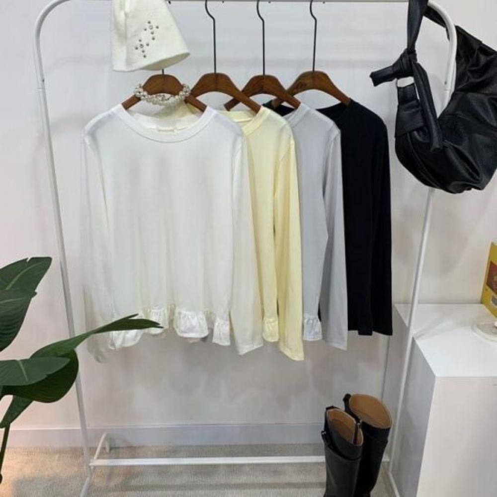 C S In The Room Women CaCo Frill Hem baSiC Long Sleeve T ShirT 4 ColorS