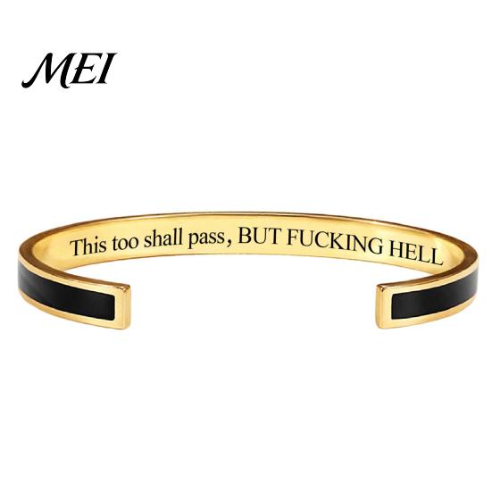 Inspirational Bracelet This Too Shall Pass Mantra Cuff Bracelet, Adjustable Engraved Motivational Gift for Encouragement Bangle Hidden Information