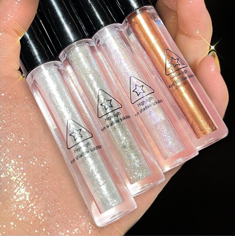 Sombra de olhos com glitter pigmentado frito de 4 cores, purê de batata, lantejoulas, luz de contas, à prova d'água, cosmético para os olhos, unicórnio