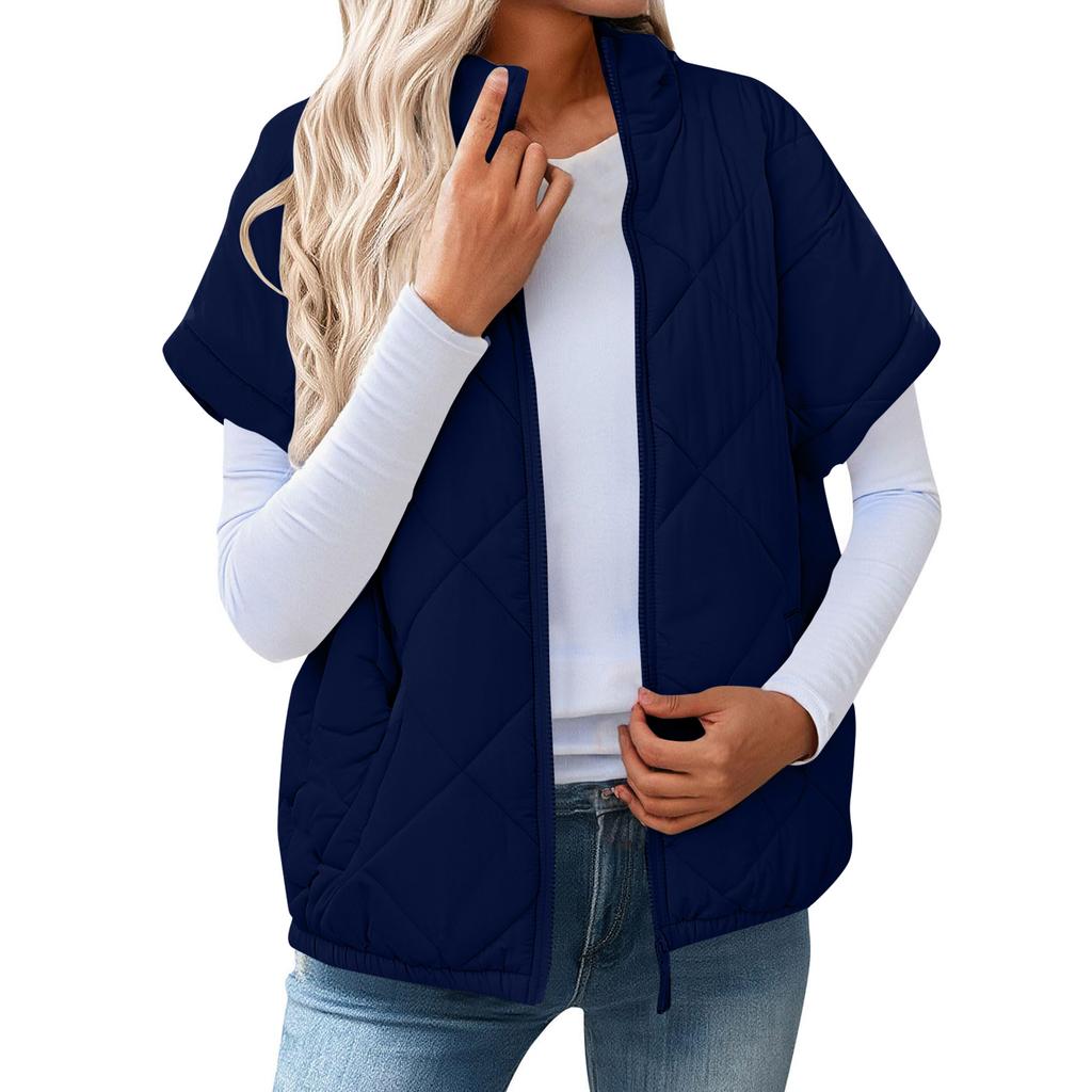 Women's Fashion Light Jacket Stand Collar Multicolor Zipper Button Coat
