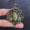 Unakite Gemstone Handmade Copper Wire Wrap Jewelry Pendant 2.56" ET-4932