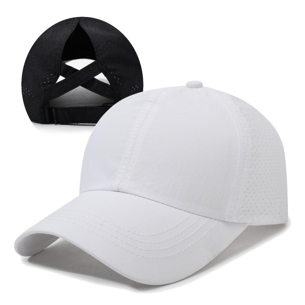 Summer Cap Baseball With Breathable Mesh Cross Design And Solid Color For Daily