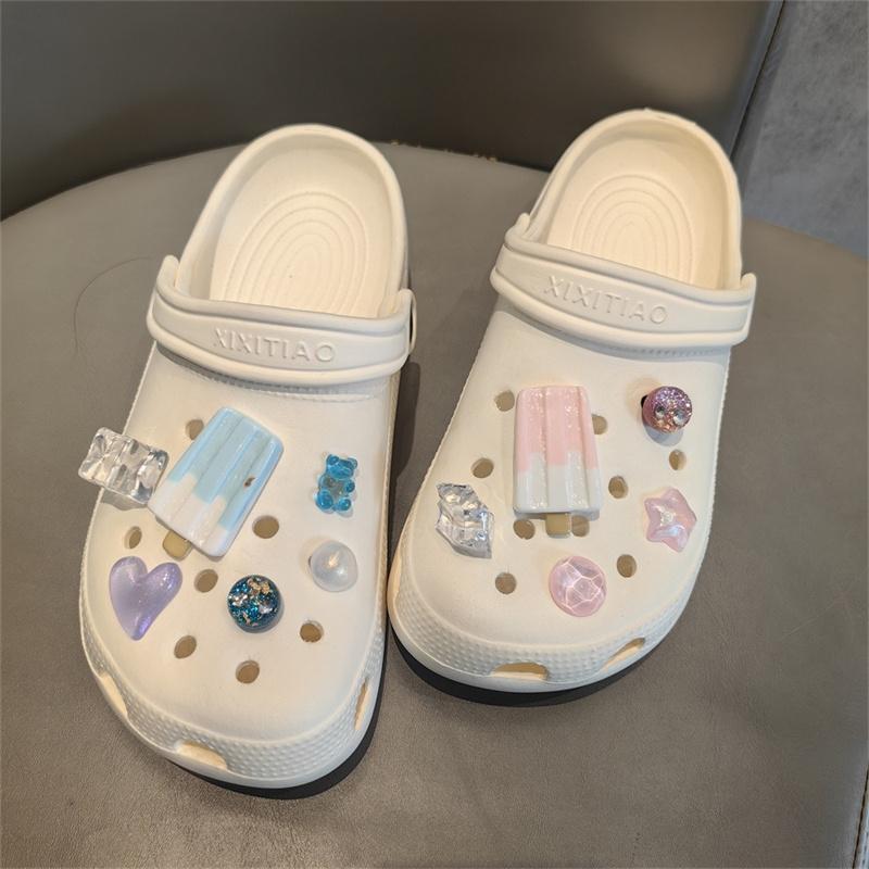 Cartoon Ocean Hole Shoe Charms Fashion Pearl Chain Shoe Buckle Cute Shell DIY Shoes Decoration Removable Sandal Accessories