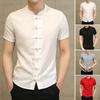 Chinese Shirt Stand Collar Men Summer Shirt Short Sleeve Traditional Chinese Style Summer Shirt Knot Buttons Men Clothes