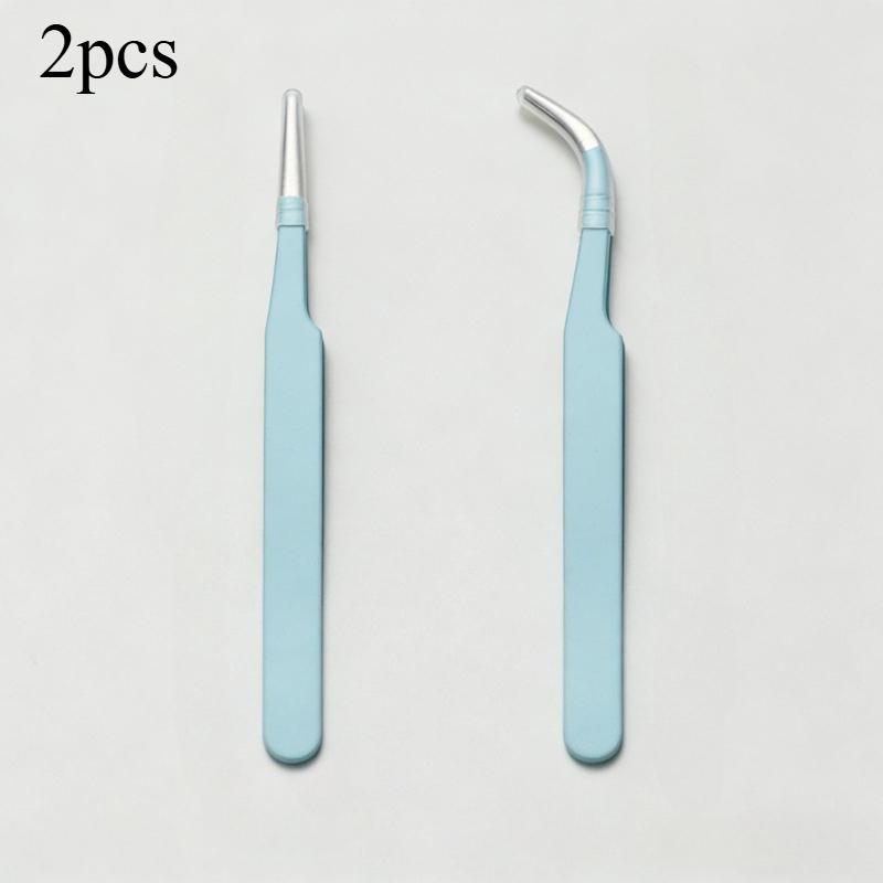 2pcs Stainless Steel Portable Anti-Static Tweezers Colored Tweezer Set Eyelash Extension Beauty Precision Makeup Repair Tools