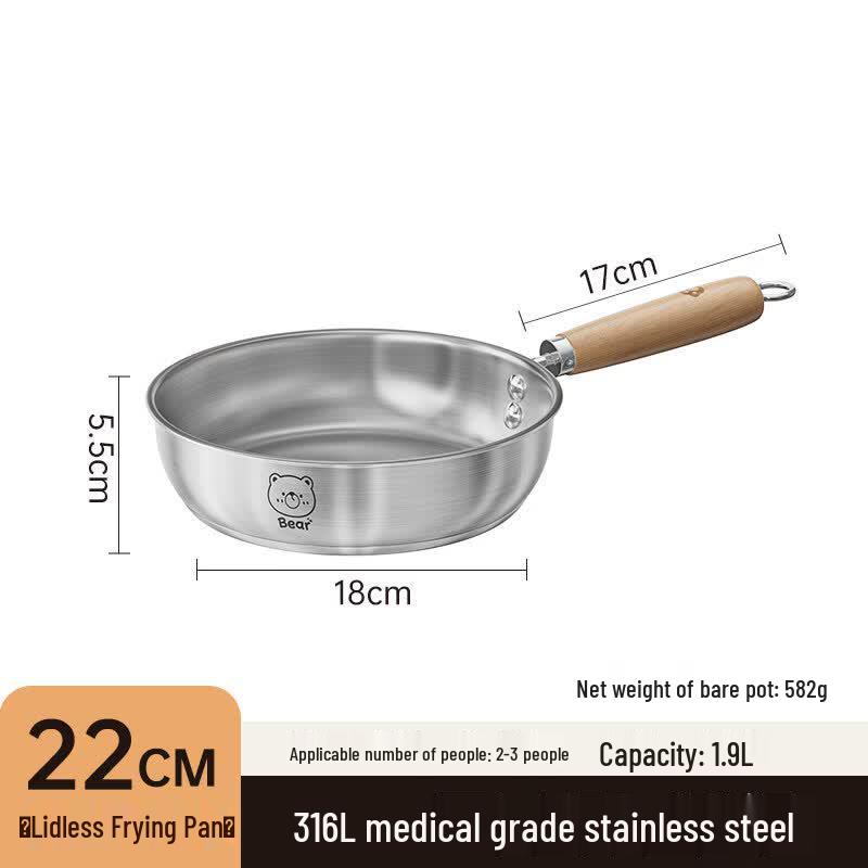 Double Gun 316L Stainless Steel Non-stick Frying Pan