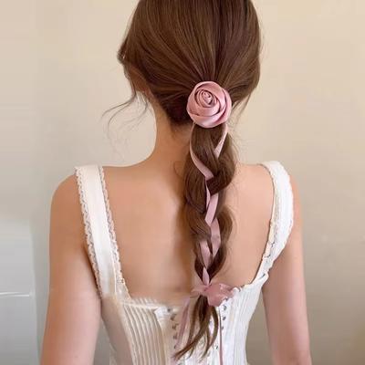 Ätherische Bandrose Haargummi Elegant Süß Frühling Neue Blume Choker Stirnband Doppelt verwendbar Verstellbare Haarbänder Für Frauen