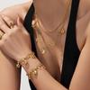 Exquisite Star & Moon Pendant Necklace and Bracelet Set: Two-Tone Electroplated Stainless Steel Jewelry