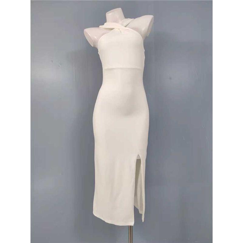 Export Single R Home Sexy Fashion All-Match Stylish Twisted Neck Sleeveless Sexy Slim Looking Adult Lady like Woman Dress Women