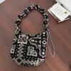 Plush Tote Bag Hot Korean Polka Dot Shoulder Bag Adjustable Drawstring Crossbody Bag Commuter Zipper Tote Bag Travel Storage Bag