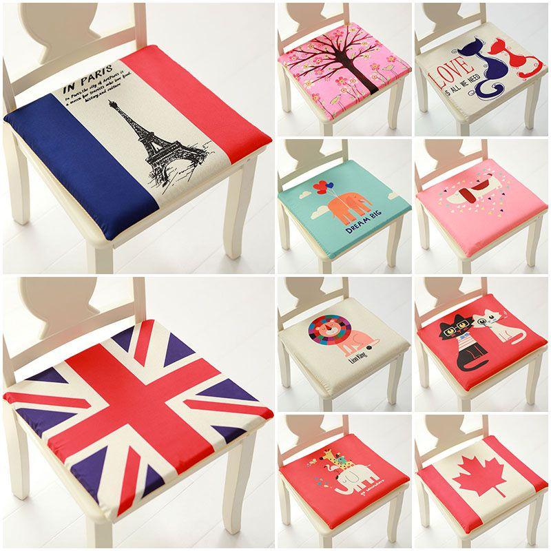 Cartoon-Muster Memory-Schaum Quadratische Stuhlkissen mit abnehmbarem waschbarem Bezug