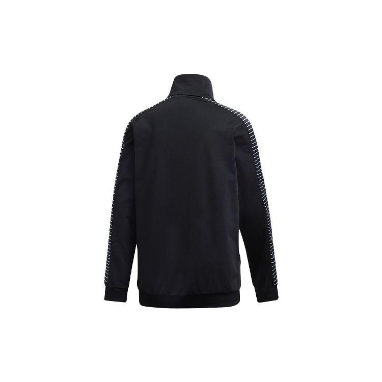 Adidas Originals Trefoil Logo Vintage Sports Print Casual Striped Jacket Women Jackets Black DU9879