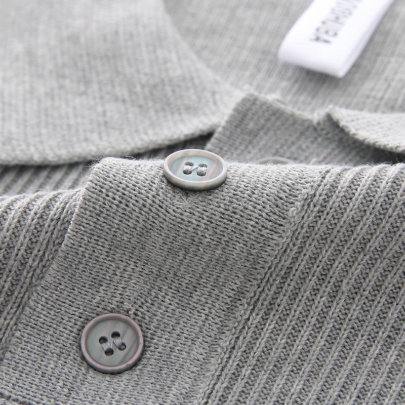 Men's Ribbed POLO Collar Knit Sweater Old Money Style Loose Casual Top