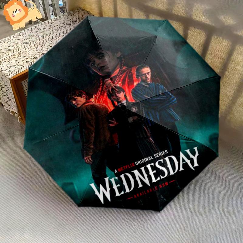 Midnight Whispers: Gothic Elegance Folding Umbrella Suitable for All Seasons Travel Sun Umbrella Printing Travel
