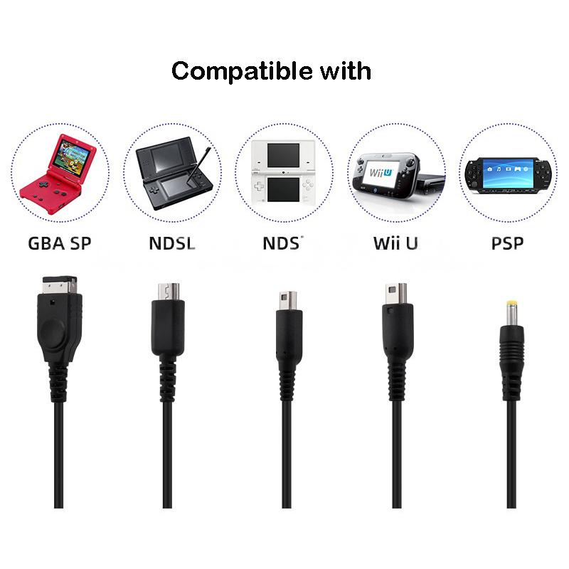 for NDS NDSi NDSL GBASP Wii Charging Cable for Sony PSP Game Console Power Supply Cord Game Controller Charge Power Wire