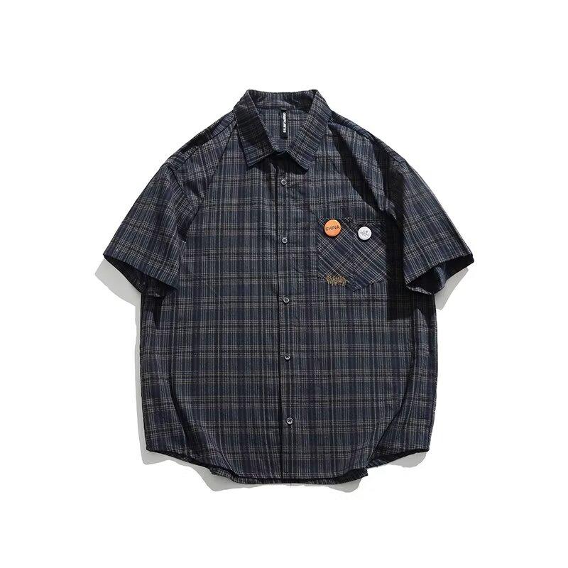 

Рубашка поло с коротким рукавом и воротником, мужская рубашка с коротким рукавом, нишевый дизайн, минималистская рубашка, парный топ для колледжа 2XL синий