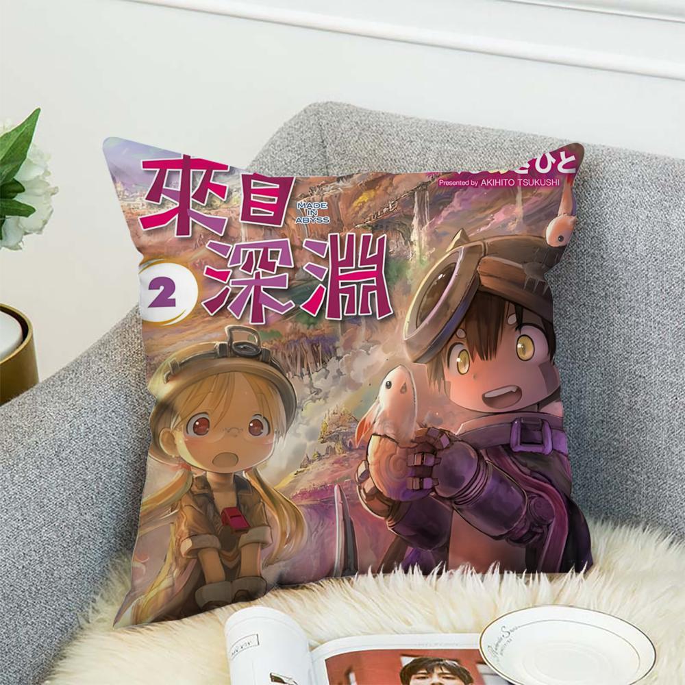 M-Made In Abyss Pillow Case For Car Sofa Decorative Home Double-sided Print Plush Square Throw Pillow Cushion Cover