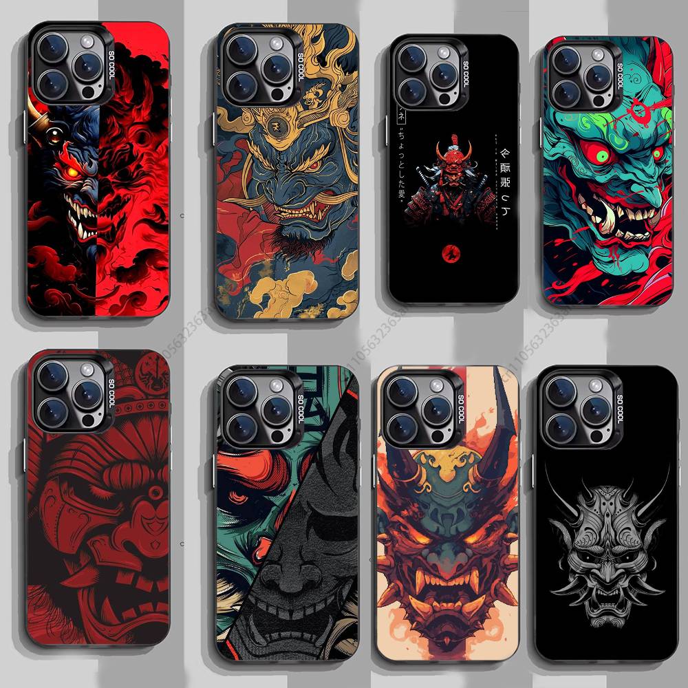 Samurai Hannya Mask Ghost Printing Phone Case for iPhone 15 16 Pro Max Air SE 11 13 Pro 14 Plus 12 11Pro 15Pro Max 16e Cover