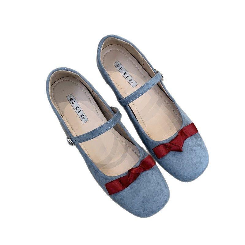 French Bow Round Head Ballet Shoes Fairy Summer Fairy Shoes Flat Gentle Evening Shoes Single Shoes