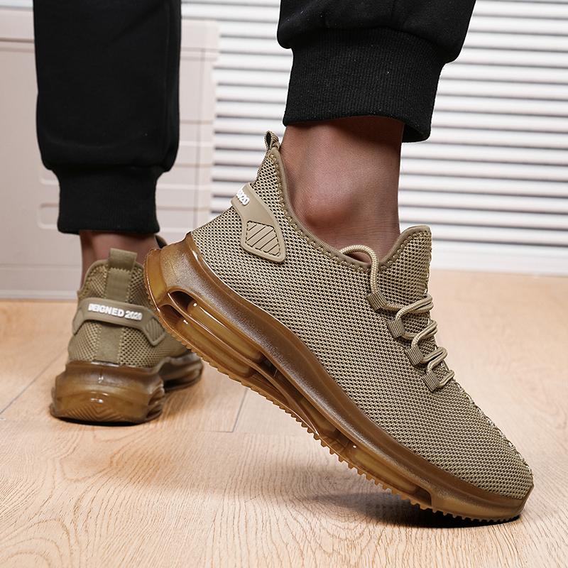 Fashion Mens Blade Sneakers Running Shoes Slip on Outdoor Tennis Shoelaces Odor Resistant Athletic Shoes Lightweight Breathable Khaki 47