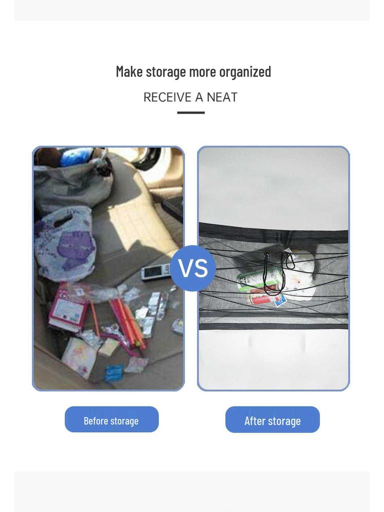 Car Roof Storage Mesh Pocket: Hanging Net for Luggage and Supplies