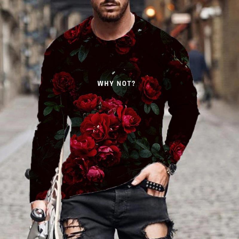 

Футболка с 3D-принтом, персонализированный модный цветочный узор, принтованная серия, футболка с длинным рукавом, пара в одном стиле 2XS