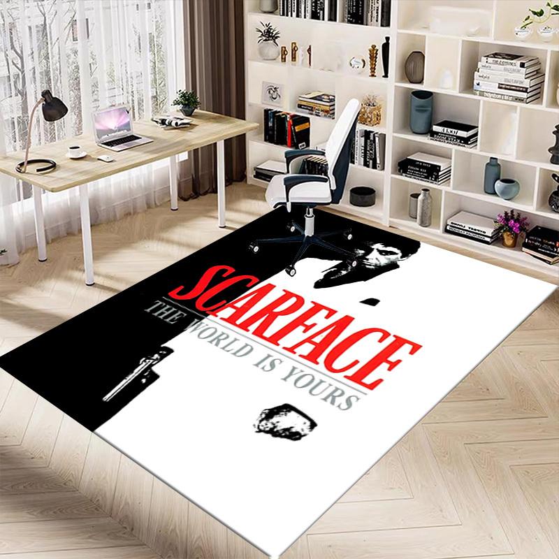 1 Stück Scarface The World Is Yours Home Office, Strapazierfähige Polyester-Bodenmatte mit Einfacher, Bürodekoration, Urbaner Stil, Rutschfeste Rückseite