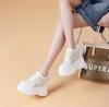 Fashion 11CM Air Mesh Microfiber Leather Platform Wedge High Brand Women Sandals Breathable Flats Chunky Sneakers Hollow Casual Shoes