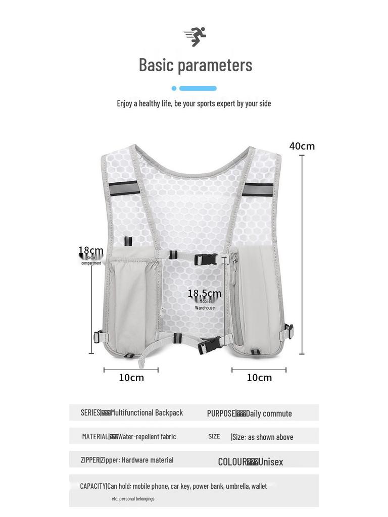 Gilet Leggero per Sport all'Aperto: Zaino da Arrampicata, Corsa, Ciclismo ed Escursionismo con Tasca per Telefono e Portaborraccia