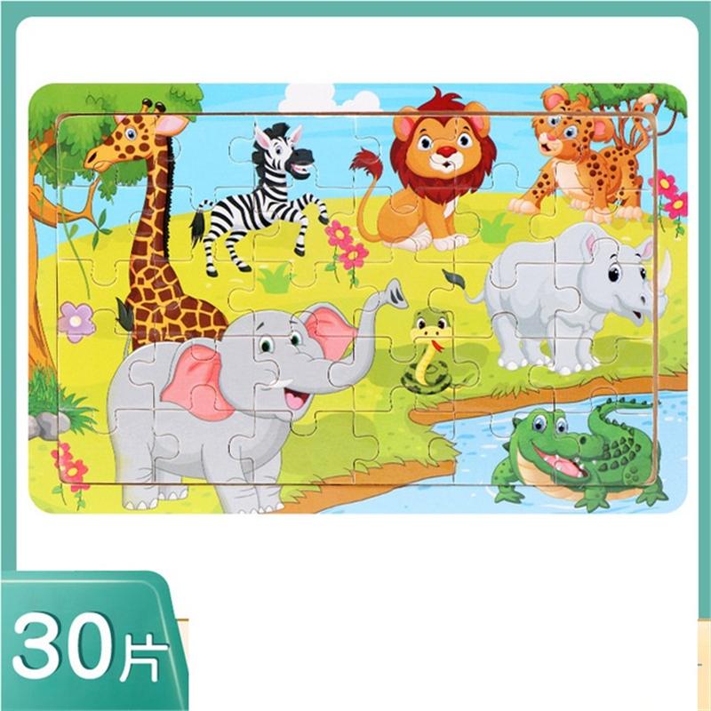 30 Piece Wooden Jigsaw 3d  Puzzle Kids Cartoon Animal Vehicle Puzzles Game Baby Early Learning Educational Toys  parenting skill