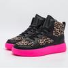 Spring Leopard Leather Platform Sneakers Women Luxury High Top Shoes Unisex Non-slip New Lace Up Thick Sole Ladies Casual Shoes